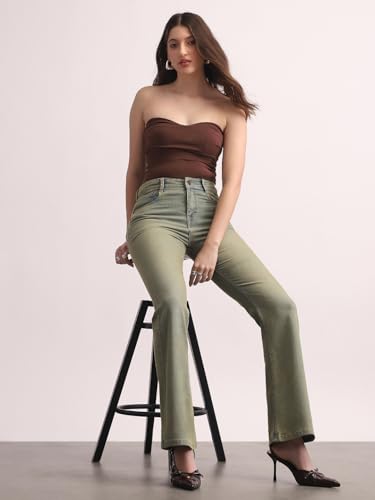 Image of Urbano Fashion Women's Mid Rise Bootcut Washed Jeans Stretchable