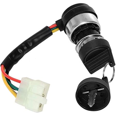 DELUXEMOTO 5 Wire Pin 3 Position On Off Start Ignition Key Switch with Key Parts for Hammerhead Carter Bro Roketa Or Chinese 150CC 250CC Go Kart UTV ATV Quad 4 Four Wheeler Dune Buggy Cover