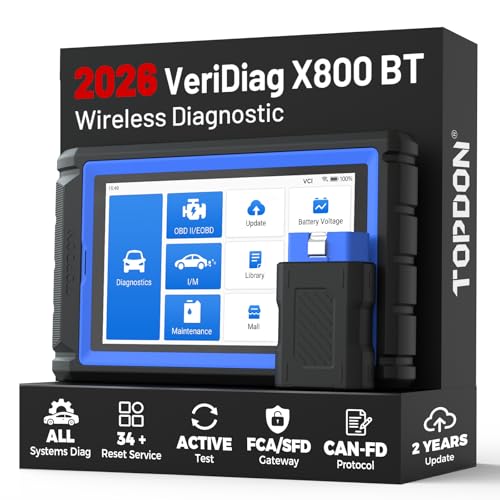 TOPDON VeriDiag X800 BT OBD2 Scanner Bidirectional Scan Tool All System Diagnostic Tool for All Vehicles with 34+ Reset Wireless Diagnosis Tool FCA/SFD Gateway 2 Years Free Update