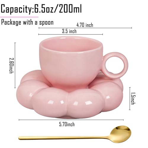 ARISKEY-Cute-Coffee-Mug-for-WomenTea-Cup-and-Saucer-Set-with-Spoon65oz200ml-for-Latte-and-MilkDishwasher-and-Microwave-SafeSuitable-for-MomPeach-Pink