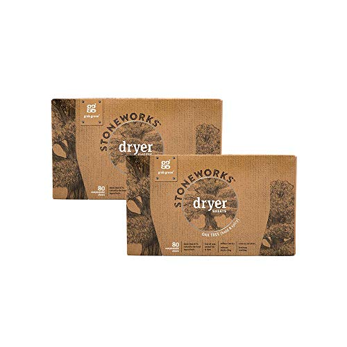 Grab Green Stoneworks Dryer Sheets, 160 Sheets, Oak Tree Scent, Plant and Mineral Based, Softens Fabrics, Reduces Static-Cling and Wrinkles, Freshens Clothing