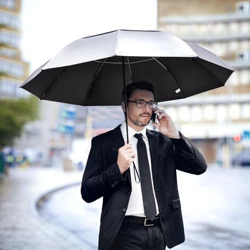 Image of G4Free 62 Inch Large Golf Umbrella Compact Reverse Travel Umbrella 10 Ribs Windproof for Rain Double Canopy Automatic Open Close