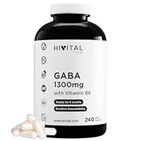 GABA 1300 mg mit Vitamin B6. 240 vegane Kapseln für 4 Monate. Gamma-Aminobuttersäure mit 3,5 Milligramm Vitamin B6. Hergestellt von HIVITAL