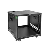 RIVECO 9U Network & Audio Rack with Feet & Wheels, Obtuse Angel Server Rack Cabinet, Rolling Studio Rack Case with Adjustable Depth Rails for 19' Stereo Recording & IT Equipment Mounting 1PCS