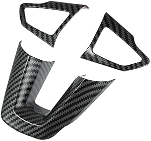 X AUTOHAUX 3pcs ABS Plastic Carbon Fiber Pattern Black Interior Steering Wheel Cover Trim Set for Ford Focus 2015-2018 for Ford Escape Kuga 2017-2018 Inner Decoration Auto Accessories