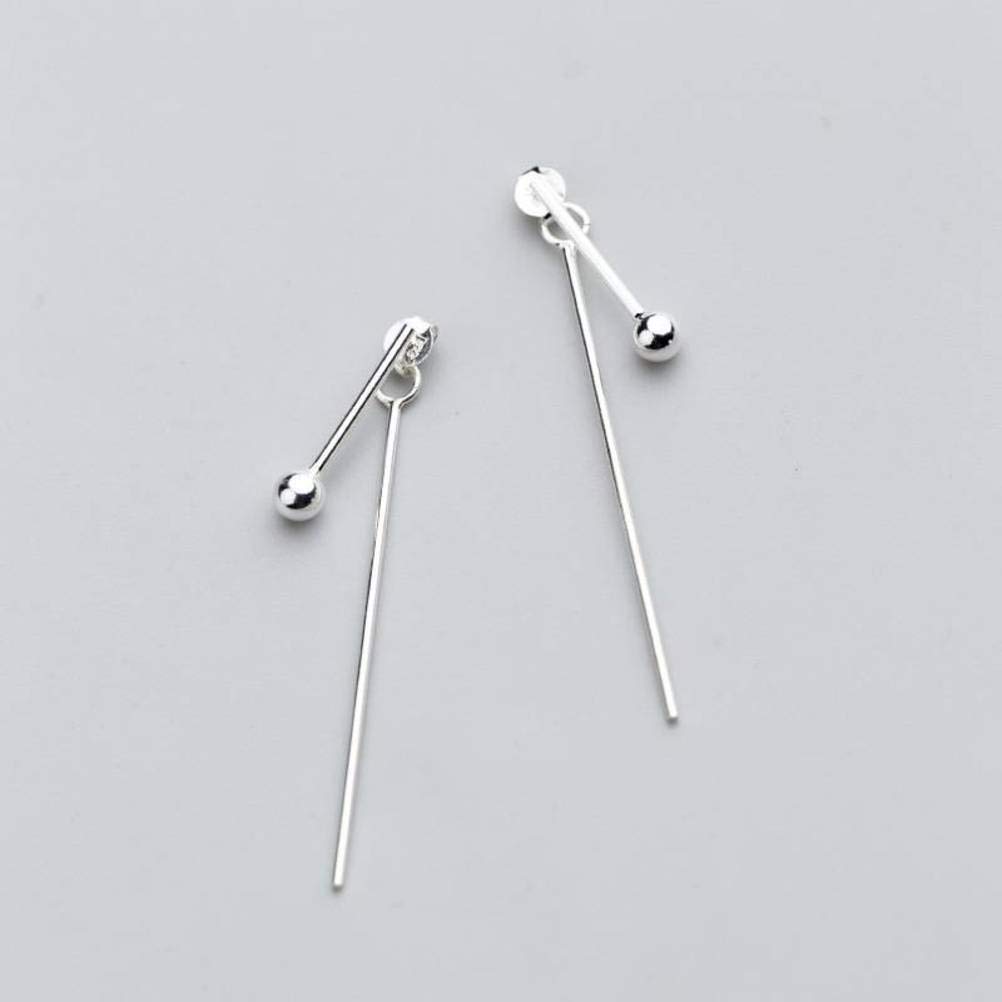 IUokLU Ladies Earrings, S925 Silver Earrings Korean Style Fashion Light Beads Long Strips in One Style Two Earrings Personality Temperament