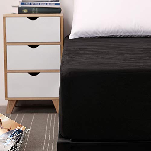 LU2000 Queen Size Premium Waterproof Mattress Protector Dust Protection Breathable Memory Foam Bed Topper Cover Bedspread Coverlet - Black
