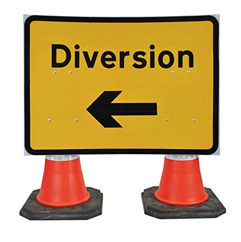 Diversion Left 1050 x 750mm Hangman Sign (Double Cone) 2702
