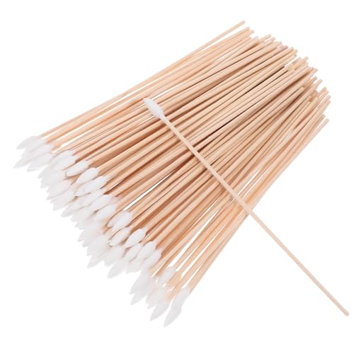 Anneome Natural Wood Handle Cotton Swabs 100pcs Long Cotton Buds Black for Makeup Cleaning Industrial Use