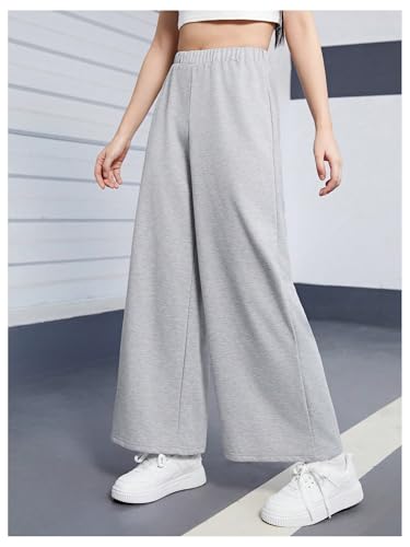 SweatyRocks Girl's Wide Leg Sweatpants Elastic High Waisted Workout Jogger Pants4