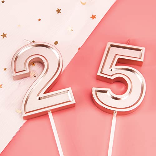 2.76 Inches Large Birthday Candles Rose Gold Glitter Birthday Cake Candles Number 5 Candles Cake Topper Decoration For Party Wedding Anniversary Celebration Supplies Kids Adults #TOP4
