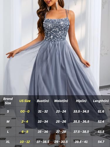 Image of ShawGobow Tulle Prom Dress with Slit,Sequin Backless Long Flowy Dresses for Women,Sexy Sparkly Outfits Homecoming Wedding