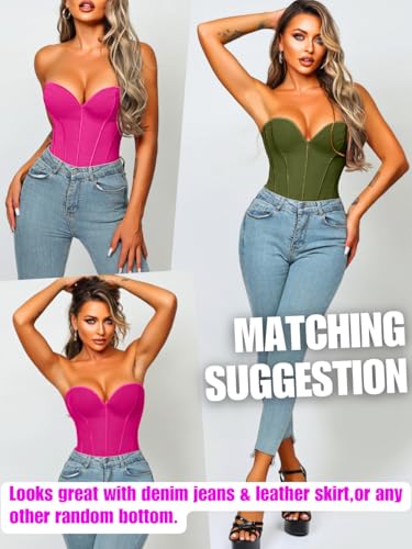 Image of ChiaoLezhee Heart Corset Top For Women, Sexy Concert Outfits Going Out, Strapless Crop Top, Overbust Bustier
