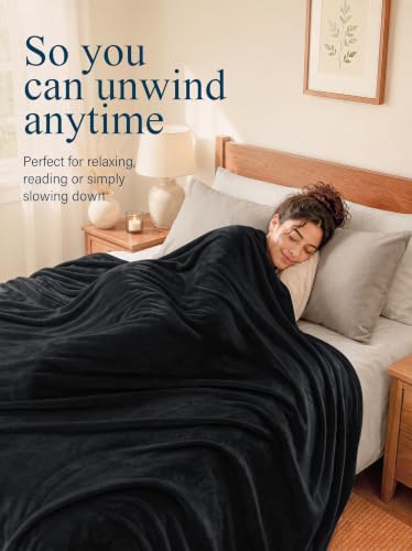 Image of Utopia Bedding Soft Fleece Bed Blanket Throw XL Size Black (50x70 Inch)