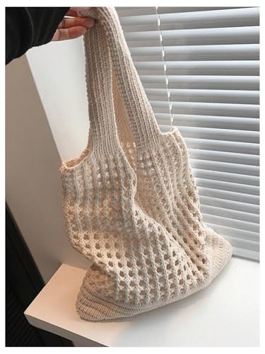 Bolso Tote tejido para mujer color beige miniatura 2