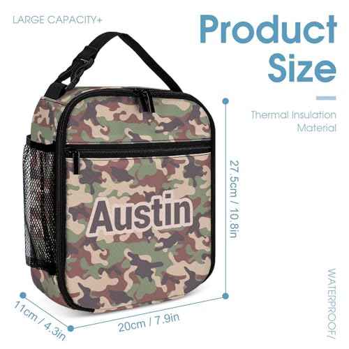 Add Your Name On Camouflage Khaki Green School Backpack for Kids Boys Girls Gifts Custom School Bag Set with Lunch Box Pencil Case3