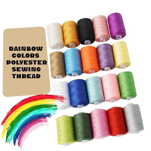 Lrdcreee LRD-N-T20CS Sewing Thread Kit 20 Colors Polyester Sewing Thread Set 1000 Yards Per Spool Black & White For Sewing Machine, Hand Stitching And Quilting Use thumb #4