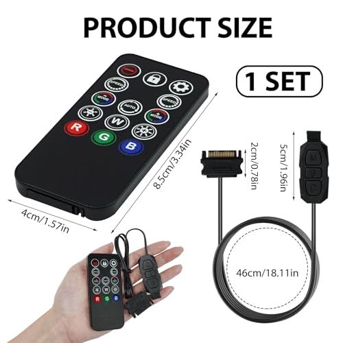 teasteam ARGB Controller for PC, 5V 3-Pin RGB ARGB Splitter SATA Power RGB Fan Controller with 14 Key RGB Wireless Remote for computer Case Fans, RGB Light Strips, and RGB PSU Cables