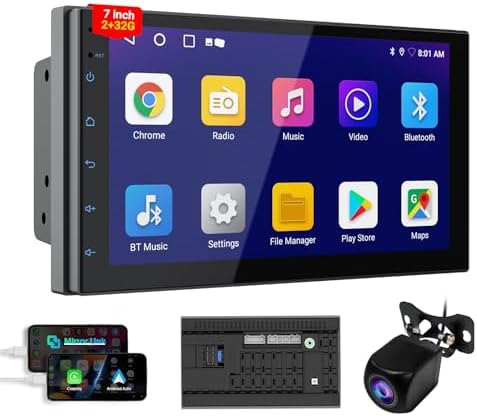 Haudio 2 Din Car Radio with Wireless CarPlay & Android Auto, 7 Inch Touchscreen Car Stereo with Mirror Link, GPS, Voice Control, SWC/FM/AM/RDS, 25 Sets UI Fit All Cars, With Rear View Camera 2+32G
