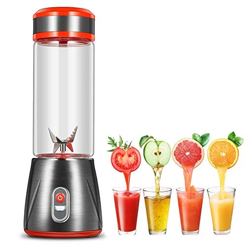 IW.HLMF Taza USB para Jugo eléctrico, Mini licuadora para exprimidor portátil, Exprimidor, Licuadora de Batidos Personal, 6 Cuchillas, para batido de Jugo de Frutas, Baibao Rojo (Color: Rojo)