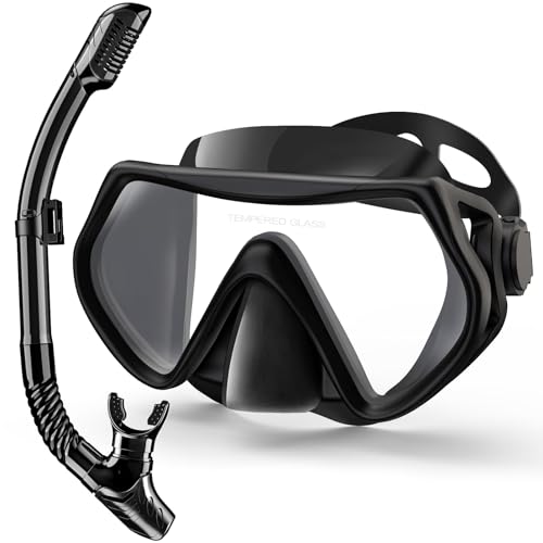 LITTLEJSY Schnorchelset Erwachsene, Schnorcheln Set mit Anti-Fog Taucherbrille und Dry Schnorchel, Professionelle Schnorchelmaske Tauchmaske aus Gehärtetem Glas für Schnorcheln (Black) LITTLEJSY Schnorchelset Erwachsene, Schnorcheln Set mit Anti-Fog Taucherbrille und Dry Schnorchel, Professionelle Schnorchelmaske Tauchmaske aus Gehärtetem Glas für Schnorcheln (Black)