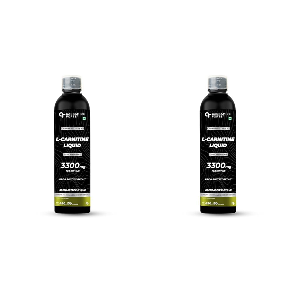 Carbamide Forte L Carnitine Liquid 3300mg Per Serving | Carnitine Supplement with Added Vitamins - Green Apple Flavour - 30 Servings - 450ml (Pack of 2), 1000 Millilitre-picture-16