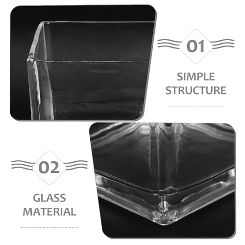 Vase carré en verre 15x15 cm transparent et robuste pour fleurs
