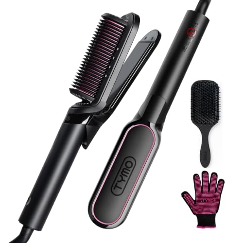 TYMO Flat Iron Hair Straightener Brush 2 in 1, 200M Ions Hair Straighteners for Women, Ceramic...