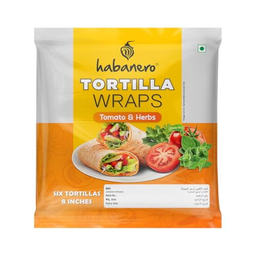 Image of Habanero Tomato & Herbs Tortilla Wraps | Soft Tortilla Wraps for Burritos, Wraps & Quesadillas | Ready to Eat | 6 Pieces | 330g