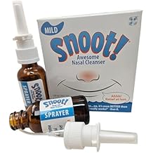 Snoot! Mild Nasal Irrigation Kit with Nose Cleaner for Sinus Wash Plus 2 Amber Glass Nasal Sprayers - Drug-Free Nasal Cleaner - TSA-Compliant Two-Part Nasal Rinse Kit - 4 oz Total