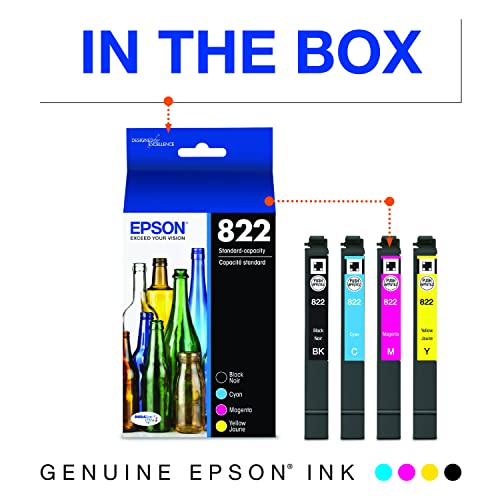 Epson T822 Durabrite Ultra -Ink Standard Capacity Black & Color -Cartridge Combo Pack (T822120-Bcs) For Select Epson Workforce Pro Printers #TOP1
