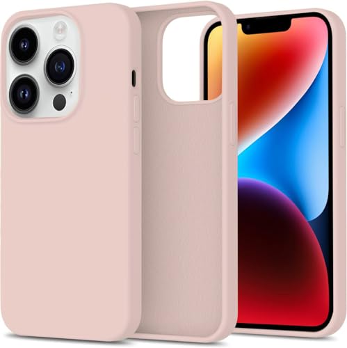 Image of Elzzi Microfiber Candy Case Compatible for iPhone 14 PRO, Shockproof Slim Back Cover Liquid Silicone Case (Pink)