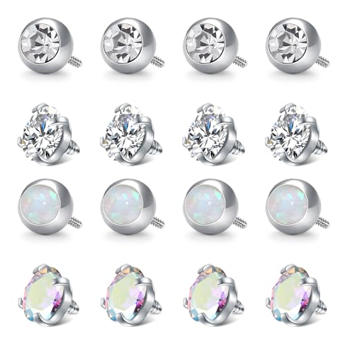 VCMART 16pcs 14G 5mm Replacement Balls for Internally Threaded Piercing Balls for Tongue Nipple Navel Belly Button Rings Industrial Barbell Piercing Surgical Steel Metal Body Piercing Parts