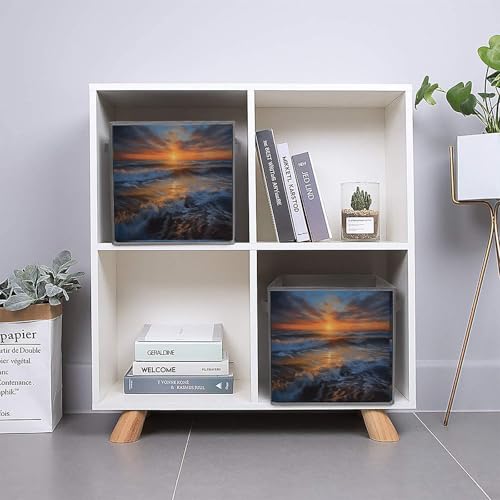 Boîtes de rangement empilables x6 pliables motif marin