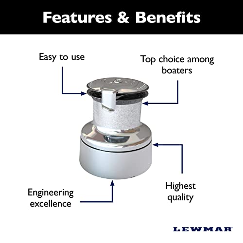 Image of Lewmar 45ST EVO Self Tailing Alloy Winch in Chrome - Two Speed Size 45 Winch, Gear Ratio of 2.8:1 in 1st Gear; 11.2: 1 in 2nd Gear, Measures 8-1 /16 inch Base Diameter and 9-11 /32 inch H, no Tools Required