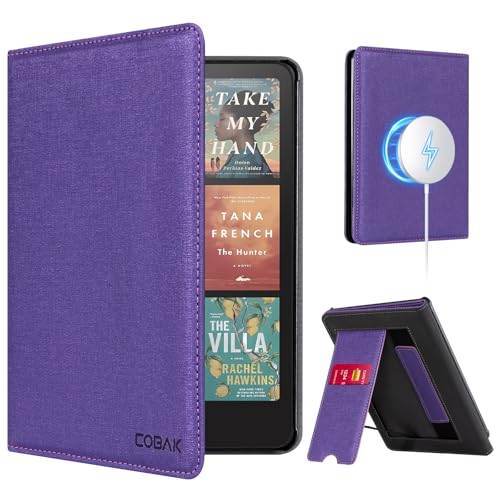 Image of CoBak Stand Case for 7 inch Kindle Paperwhite 12th Gen 2024 and Kindle Colorsoft with Hand Strap - Compatible with iPhone MagSafe, for Samsung /Belkin /Anker Wireless Charging Pads, Durable, Auto Sleep Wake