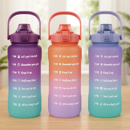 Ombre Water Bottle with Hydration Markings & Flip-Top Lid – 42oz, Stay Hydrated in Style! (Color May Vary)