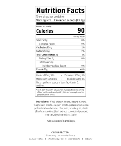 Image of Isagenix Clear Protein - Juice-Style Whey Protein Powder Mix - Hydration Blend with BCAAs & Electrolytes - Light & Refreshing Zero-Sugar Drink Mix - Blueberry Lemonade, 9.5 oz (10 Servings)