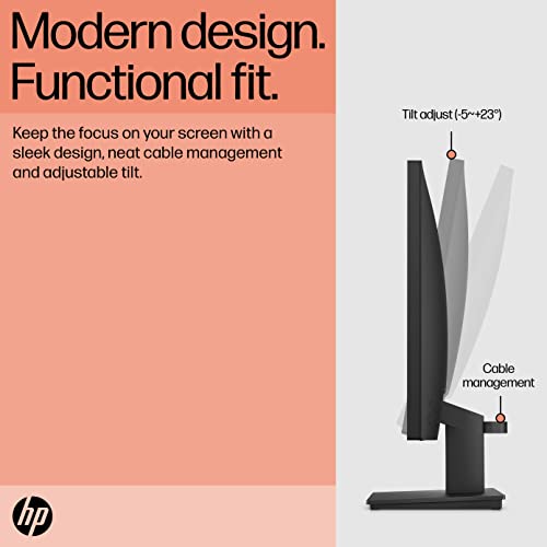 HP 22 Inch FHD Monitor - V22ve G5, Full HD VA, 75hz Refresh Rate, 1x HDMI, 1 x VGA, Low Blue Light Mode, Anti-glare, Tilt Adjustment, VESA Mountable, Black - Image 6