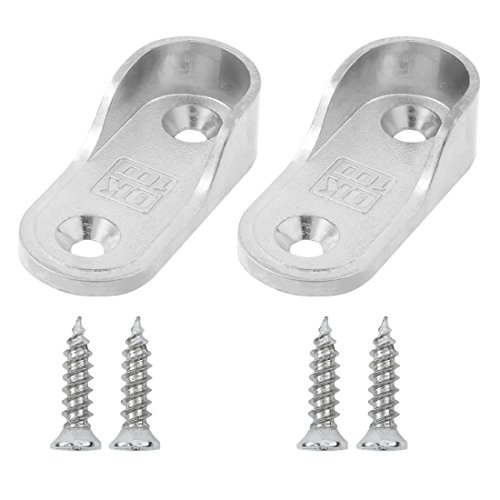 Sourcingmap Zinc Alloy Clothes Closet Rod Pole Socket Bracket Flange Support Hanger Holder 2pcs Silver Tone - Image 4