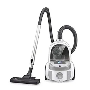 KENT Force Cyclonic Vacuum Cleaner KSL 160 | 2000 W | Washable HEPA Filter | Low Noise | Rubberized wheel | Multiple Accessories for Easy Cleaning|Bagless Design|Auto Cord Retractor|White and Silver