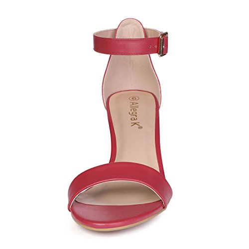 Allegra K Allegra K Women's Ankle Strap Red Kitten Heel Sandals - 6 M US