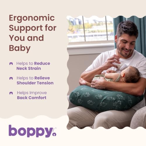 Image of Boppy Nursing Pillow - Verified Safe Breastfeeding Pillow with Softer Fill for Comfortable Support, Machine Wash & Dry Cover, Non-Toxic Materials - Forest Green Dinos