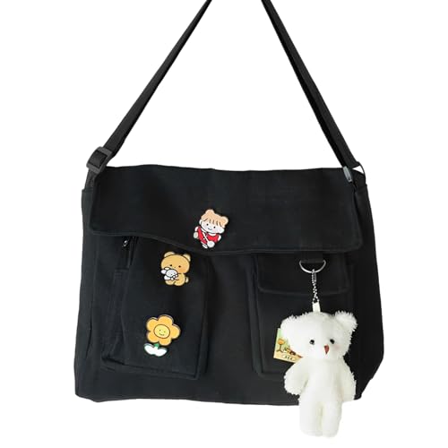Capacità compatta: la borsa cross kawaii ha uno scomparto principale, una tasca esterna con cerniera e una tasca esterna con patta. Il design minimalista a più scomparti soddisferà le tue esigenze quotidiane, con portafogli, snack, biglietti e riviste, che possono essere facilmente riposti.