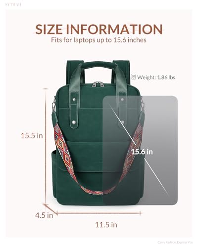 Mochila de cuero para laptop 15.6 pulgadas mujer SYTRAH miniatura 6