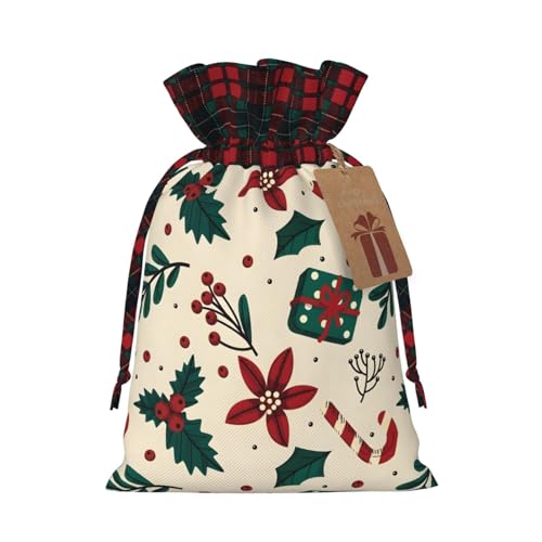 CJMKENM クリスマス 巾着袋 ラッピング袋 お菓子バッグ おしゃれ 可愛い ギフト袋 プレゼント入れ 小分け レディース 子供 飾り プレゼント用(ホーリー M)
