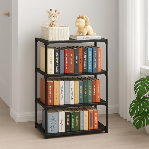 Image of VIPEK Plastic Book Shelf for Home | Portable Books Rack Storage Organizer for Bedroom & Study Room | Bookshelf Stand for Students & Kids | 2 Tier Shelf, Black