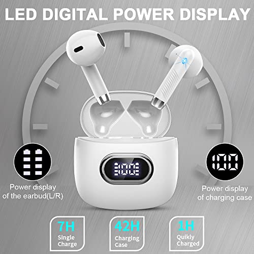 イヤホン bluetooth ワイヤレスイヤホン 【2025年爆売れモデル】 ブルートゥース イヤホ ン 42時間の再生時間 Bluetooth 5.3 自動ペアリング IPX7防水 ENC降噪 Hi-Fi音質 ぶるーとゅーすイヤホ ン マイク付き ハンズフリー通話 Type-C急速充電 LEDディスプレイ表示小型/軽量 iPhone/Android/Pad適用 スポーツ/WEB会議/通勤/通学