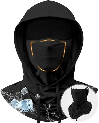 Pasamontañas para hombres y mujeres, máscara refrescante de verano, protección solar UV, transpirable, cubierta completa para la cabeza, pesca, ciclismo, trabajo, Negro -, talla única