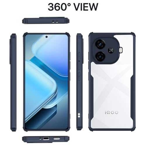 Image of Pikkme Vivo Y200 GT 5G Back Cover | Crystal Clear Transparent Back | Ultra Hyrbid | Full Camera Protection | Raised Edge | Bumper Back Case (Blue)